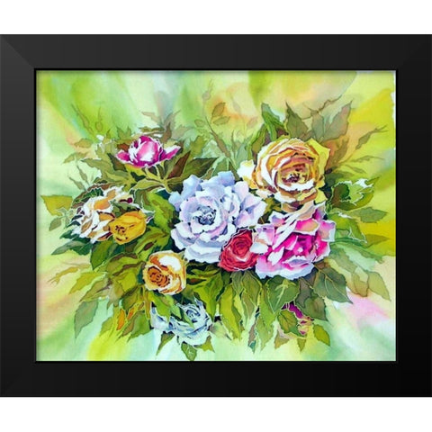 Roses Black Modern Wood Framed Art Print by Mayskaya, Alisa