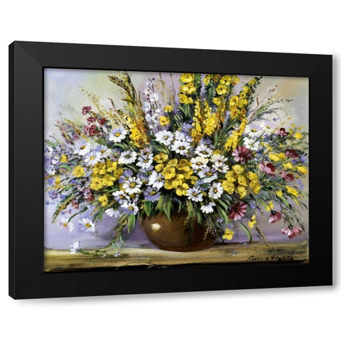 Treasure of daisies Black Modern Wood Framed Art Print with Double Matting by Paleta, Anna
