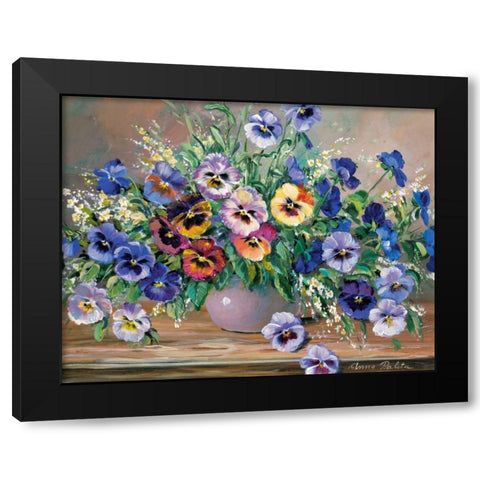 Bouquet of pansies Black Modern Wood Framed Art Print by Paleta, Anna