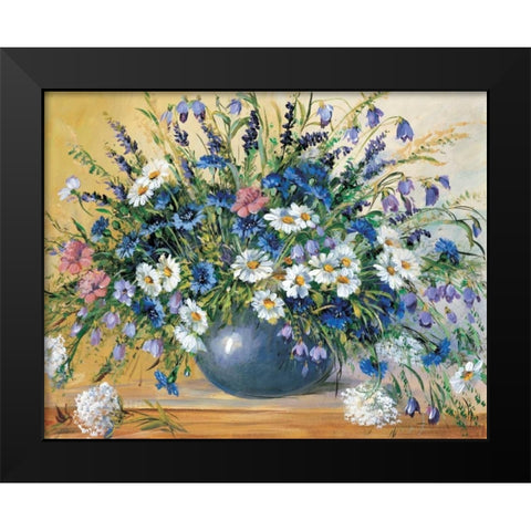 Vase with cornflowers Black Modern Wood Framed Art Print by Paleta, Anna