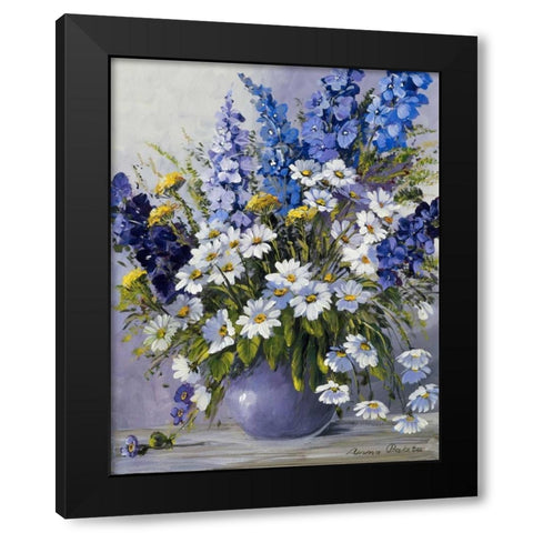 Delphinium Black Modern Wood Framed Art Print with Double Matting by Paleta, Anna
