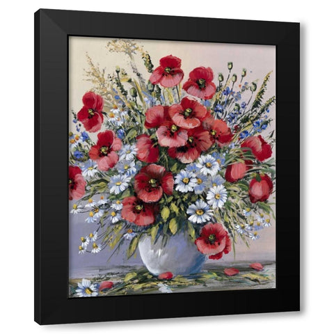 Red poppies Black Modern Wood Framed Art Print with Double Matting by Paleta, Anna