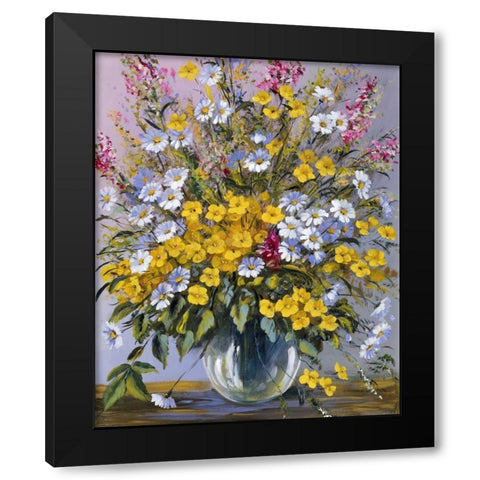 Mixed bouquet Black Modern Wood Framed Art Print by Paleta, Anna
