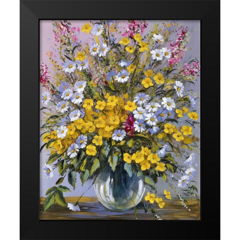 Mixed bouquet Black Modern Wood Framed Art Print by Paleta, Anna