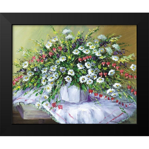 Colourful table I Black Modern Wood Framed Art Print by Paleta, Anna