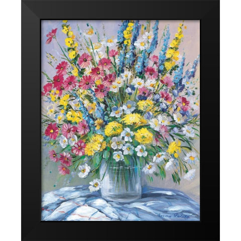 Cheerful flowers I Black Modern Wood Framed Art Print by Paleta, Anna