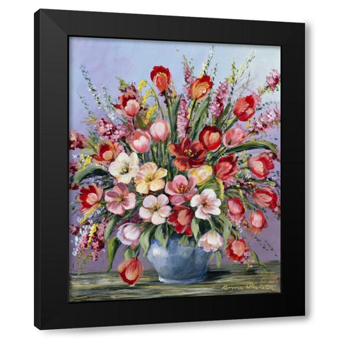 Red Classi bouqet Black Modern Wood Framed Art Print with Double Matting by Paleta, Anna