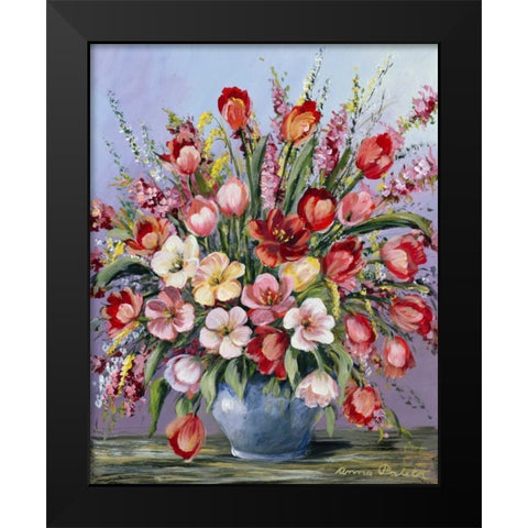 Red Classi bouqet Black Modern Wood Framed Art Print by Paleta, Anna