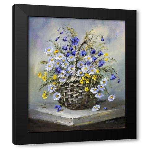 Colourful basket Black Modern Wood Framed Art Print by Schottler, Katharina