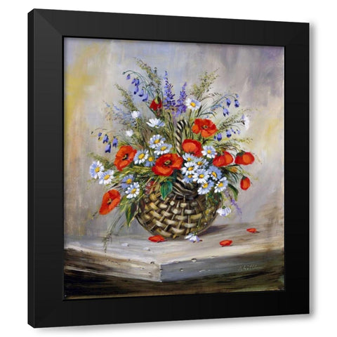 Blooming basket Black Modern Wood Framed Art Print by Schottler, Katharina