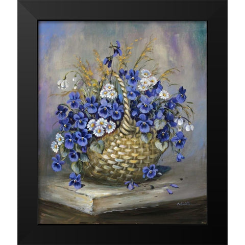 Basket in blue Black Modern Wood Framed Art Print by Schottler, Katharina