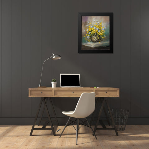 Basket in yellow Black Modern Wood Framed Art Print by Schottler, Katharina