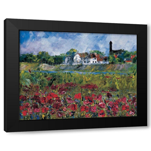 My village at the river Black Modern Wood Framed Art Print with Double Matting by Cruysberg, Marijke