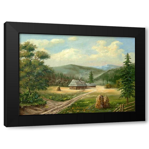 Rodnie Gori Black Modern Wood Framed Art Print by Vlagyislav, Najgyonov