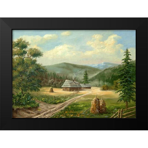 Rodnie Gori Black Modern Wood Framed Art Print by Vlagyislav, Najgyonov