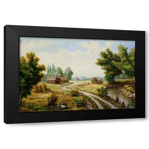 Selyskij Pejzaz Black Modern Wood Framed Art Print with Double Matting by Vlagyislav, Najgyonov