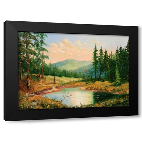 Gornoe Ozero Black Modern Wood Framed Art Print by Vlagyislav, Najgyonov