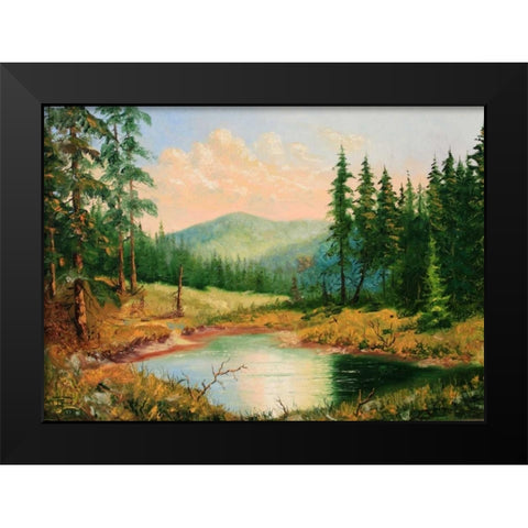 Gornoe Ozero Black Modern Wood Framed Art Print by Vlagyislav, Najgyonov