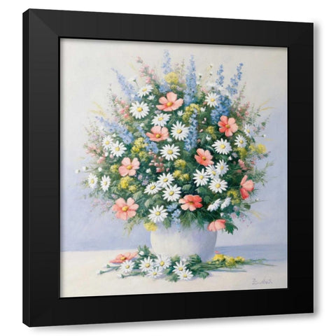 Bouquet in pink Black Modern Wood Framed Art Print with Double Matting by Motz, Peter