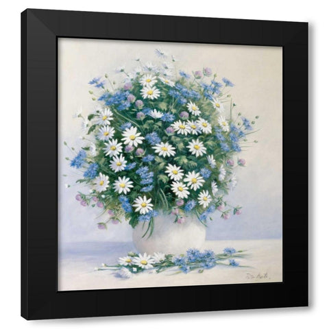 Bouquet in blue Black Modern Wood Framed Art Print with Double Matting by Motz, Peter