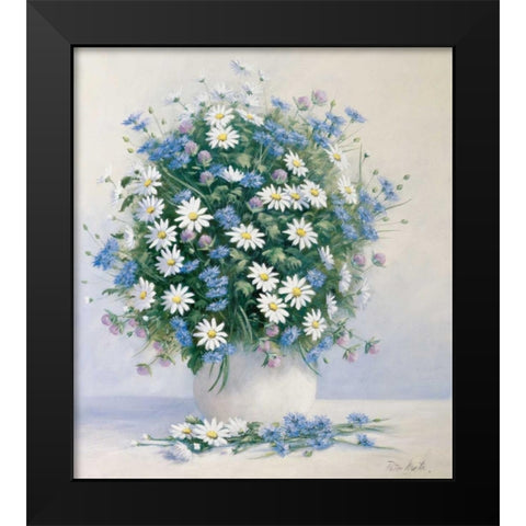 Bouquet in blue Black Modern Wood Framed Art Print by Motz, Peter