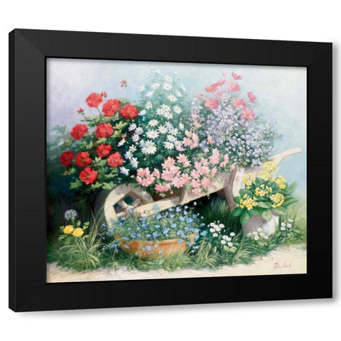 Flower parade Black Modern Wood Framed Art Print with Double Matting by Motz, Peter