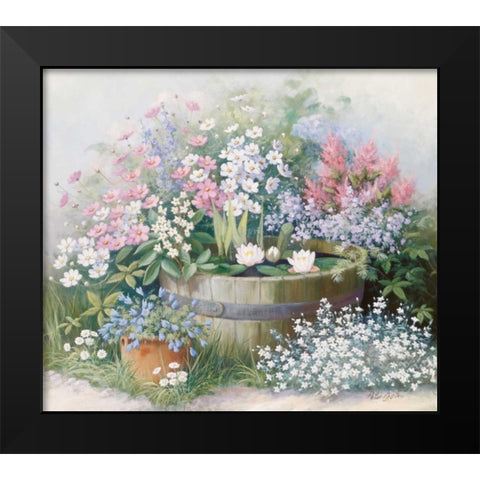 Water-lilies Black Modern Wood Framed Art Print by Motz, Peter