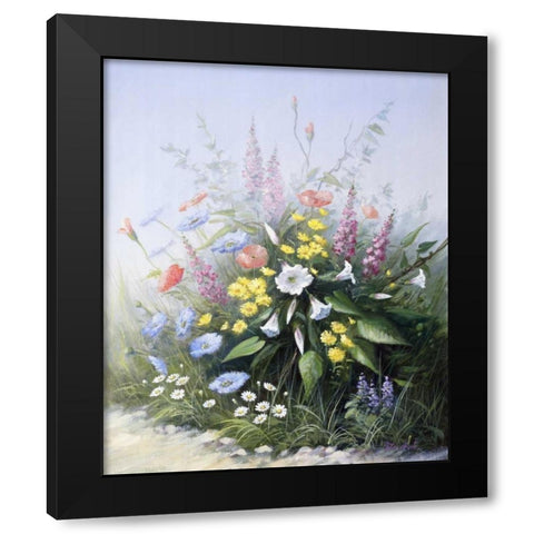 Floral symphony Black Modern Wood Framed Art Print with Double Matting by Motz, Peter