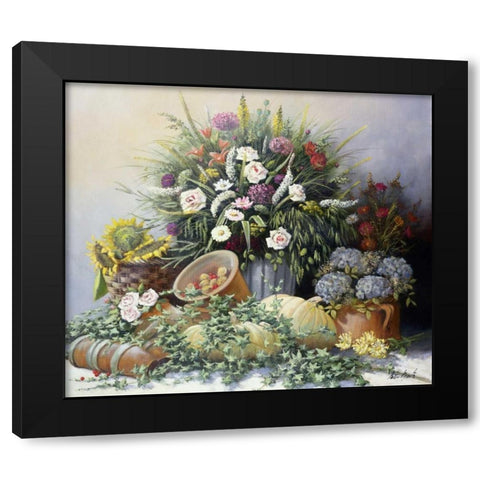 Pumpkins Black Modern Wood Framed Art Print with Double Matting by Motz, Peter