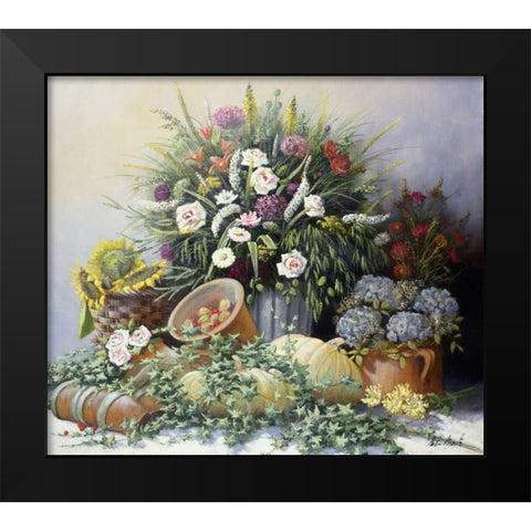 Pumpkins Black Modern Wood Framed Art Print by Motz, Peter