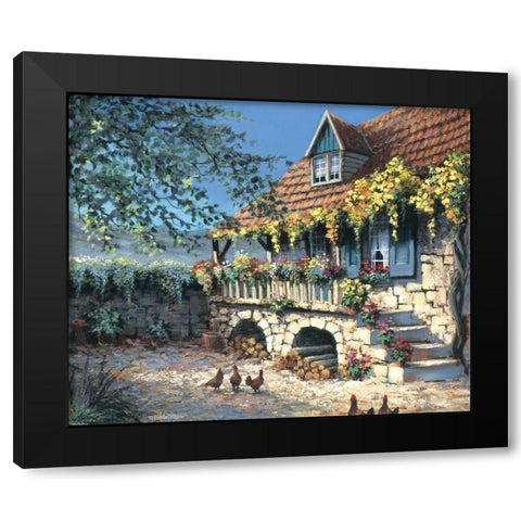 Sunny yard Black Modern Wood Framed Art Print by Withaar, Reint
