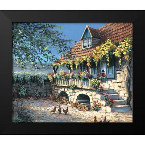 Sunny yard Black Modern Wood Framed Art Print by Withaar, Reint