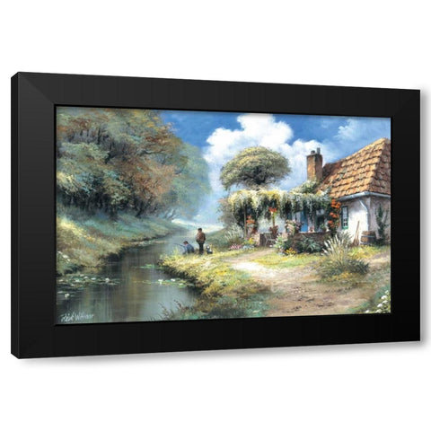 Fishing men Black Modern Wood Framed Art Print by Withaar, Reint
