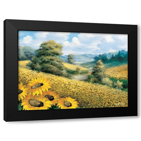 Sunflower hill Black Modern Wood Framed Art Print by Withaar, Reint