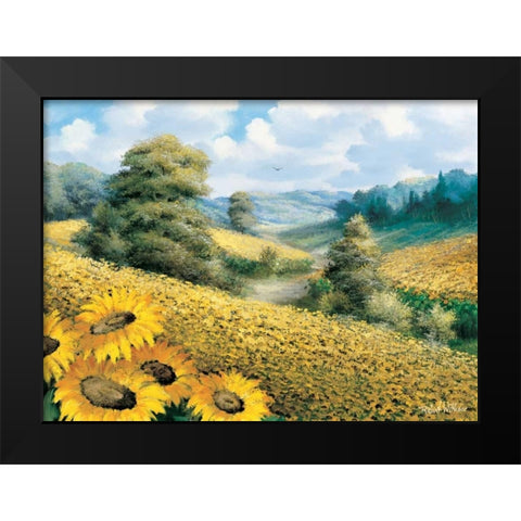 Sunflower hill Black Modern Wood Framed Art Print by Withaar, Reint