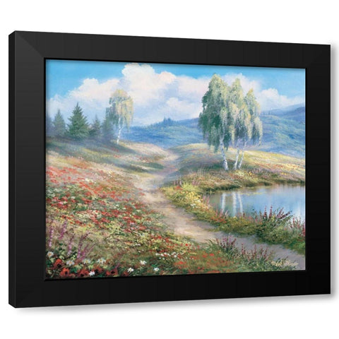 The lake Black Modern Wood Framed Art Print by Withaar, Reint
