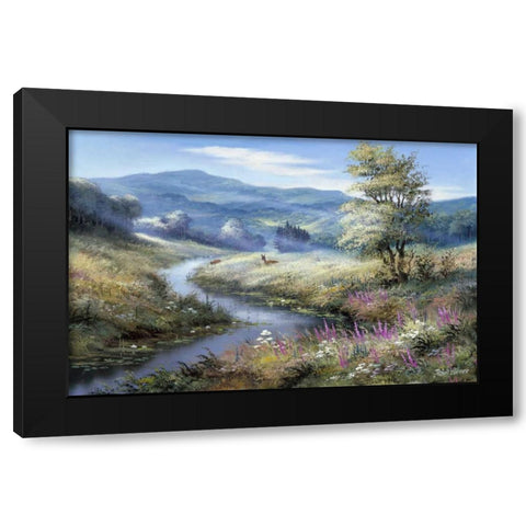 Lonely deers Black Modern Wood Framed Art Print by Withaar, Reint