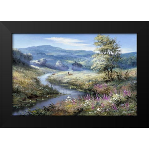 Lonely deers Black Modern Wood Framed Art Print by Withaar, Reint