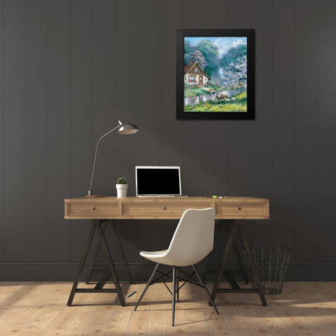 Spring Black Modern Wood Framed Art Print by Withaar, Reint