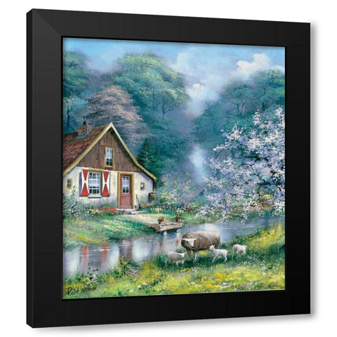 Spring Black Modern Wood Framed Art Print by Withaar, Reint
