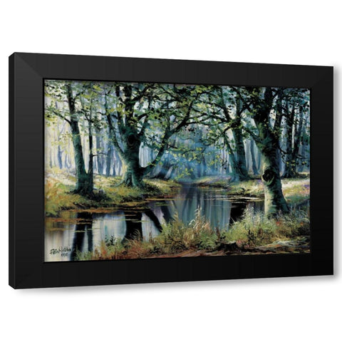 Tranquillity by the trees Black Modern Wood Framed Art Print by Withaar, Reint