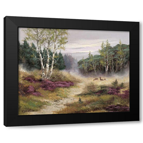 Watching the deers Black Modern Wood Framed Art Print by Withaar, Reint