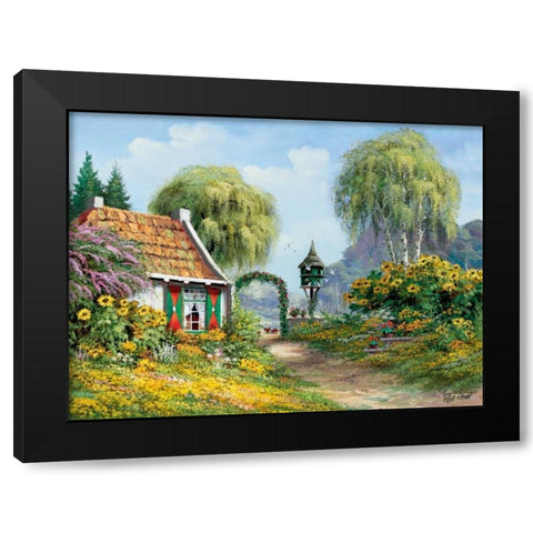 Happy living Black Modern Wood Framed Art Print by Withaar, Reint
