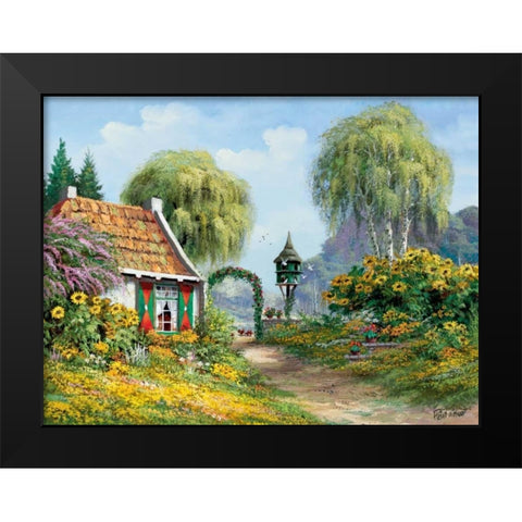 Happy living Black Modern Wood Framed Art Print by Withaar, Reint