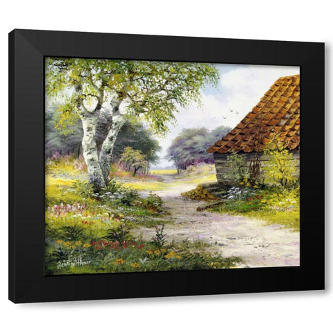 Path Black Modern Wood Framed Art Print with Double Matting by Withaar, Reint