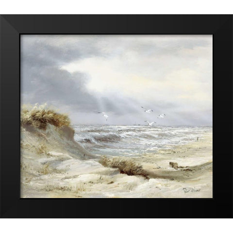 Skyfall Black Modern Wood Framed Art Print by Withaar, Reint