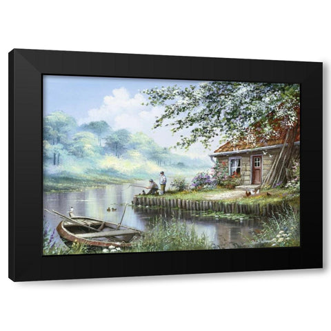 Sandway II Black Modern Wood Framed Art Print by Withaar, Reint