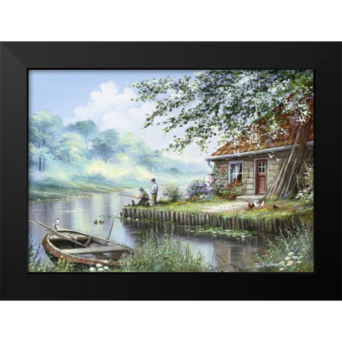 Sandway II Black Modern Wood Framed Art Print by Withaar, Reint