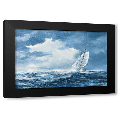 Sailing Black Modern Wood Framed Art Print by Withaar, Reint