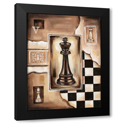 Chess King Black Modern Wood Framed Art Print by Fields, Wendy